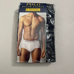 Polo Ralph Lauren 2 Big and Tall Cotton Black Mid Rise Briefs New